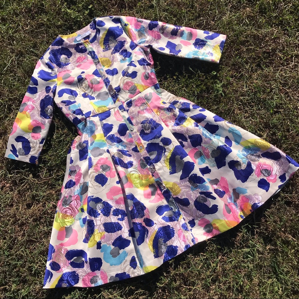 European Station Jacquard Floral/Leopard Dress